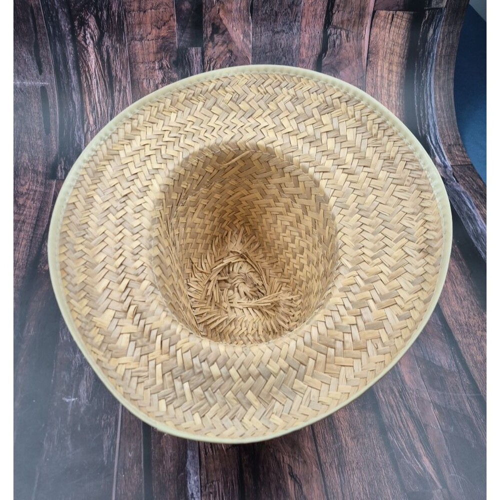 VTG Sun Hat Unisex Wide Brim w/ Abstract Multicolor Belt Made in Mexico 80s/ 90s - Picture 4 of 9